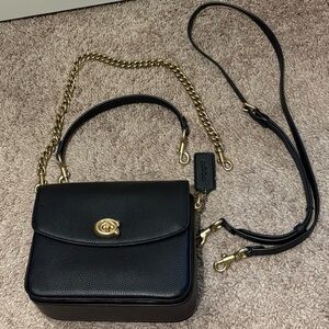 Coach Cassie 19 Black  Shoulder Bag with Gold Accents